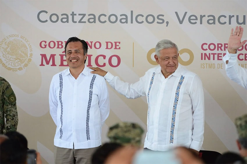 Former Veracruz Governor Cuitláhuac García and former President Andrés Manuel López Obrador