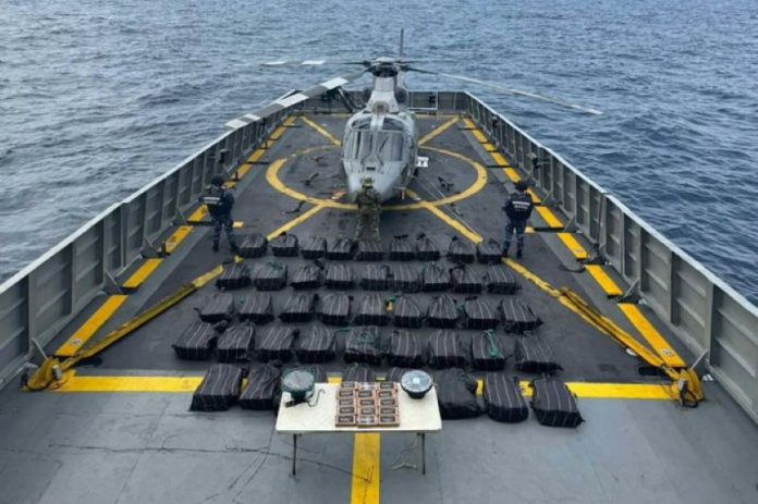 A vessel of seized cocaine in the shores of Guerrero, Mexico.